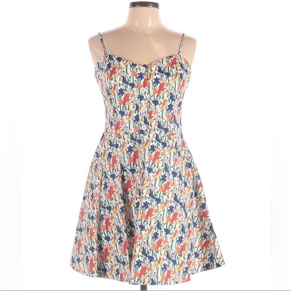 ALICE + OLIVIA Nella Bird Print Fit & Flare Mini Dress Sz 12 NWT Sweetheart